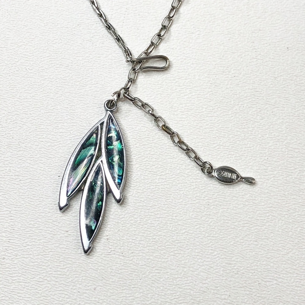 Sarah Coventry Abalone Leaf Pendant Necklace